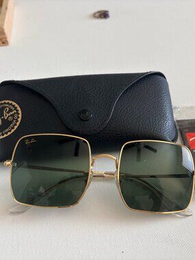 Ray-Ban RB1971 Square Sunglasses in Gold w/ G-15 Green Lenses / Mint Condition